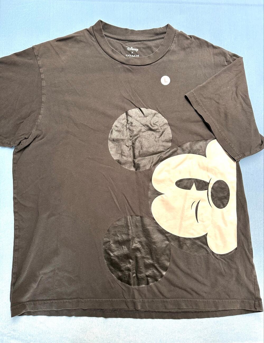 Disney x Coach Wink Mickey Mouse Graphic T-Shirt Brown Large CN320